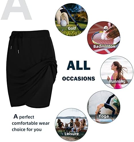 חצאיות טניס של זנדו לנשים עם כיסים באורך הברך האתלטי גולף גולף מזדמן מכנסיים קצרים ספורט חצאית מותניים ספורט