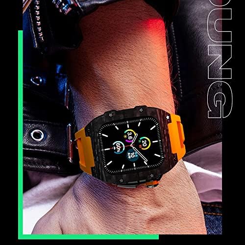 סט רצועת סיבי פחמן יוקרתית של Kanuz סט רצועת Apple Watch 8 7 45 ממ 6 5 4 SE 44 ממ פס גומי ערכת שינוי DIY עבור IWatch 44 ממ