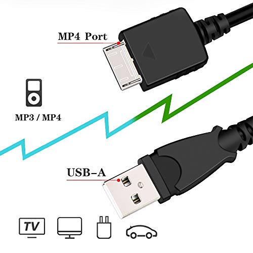 החלפת Windswallow MP3 MP4 נגן כבל מטען USB תואם לכבל טעינה של Sony Walkman NWZ לסדרה, סדרה, סדרת E, סדרת X, Z
