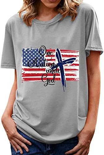 4 ביולי חולצת טריקו פטריוטית דגל אמריקאי הדפסת טי טיי צוואר עגול חולצות שרוול קצר חולצות רופפות חולצות בכושר