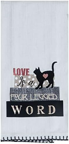 טרנדזין 2 חתול מטבח מגבת סט-שחור חתול צלחת מגבת / חתול תה מגבת עם אמרות / חתול מצחיק יד מגבת למטבח, שחור ולבן