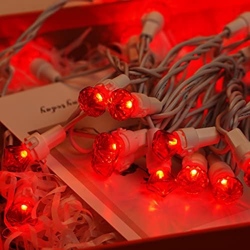 בוהון ולנטיין יום תפאורה 50 נוריות LED אורות חג מולד אדומים שנקבעו עם נורת יהלום UL אורות מיתר חוט לבן מוסמך קישוטי