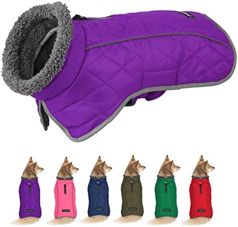 ז'קט מעיל חורף של כלב פרגראלי - כלב עטור רוח מתכווננים מתכווננים בגדים צווארון גולף, אפוד מזג אוויר קר כלבים, מעיל