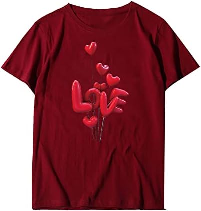 חולצות Valentines של Crewneck לנשים שרוול קצר טוניקה טוניקה