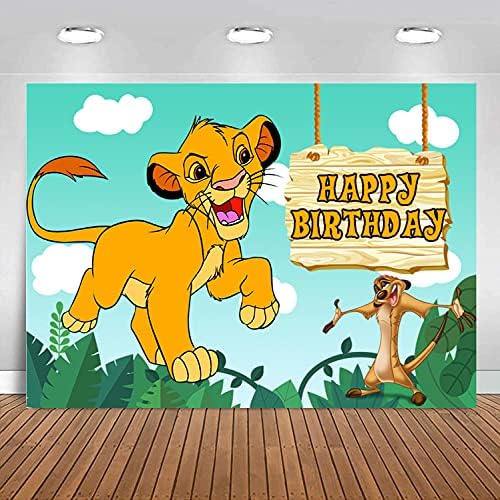 עם אריה קריקטורה אריה יום הולדת שמח רקע ירוק ג'ונגל פראי קינג יילוד מקלחת תינוקות לילדים ילדים רקע רקע עוגת