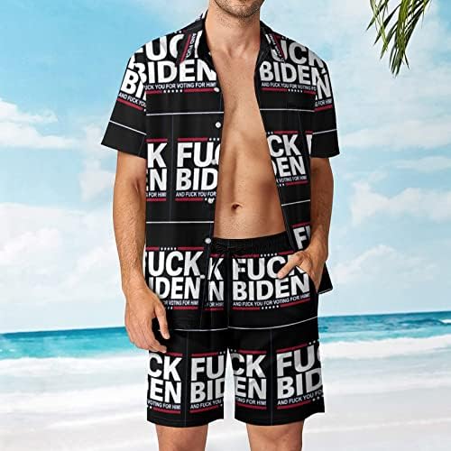 FCK BIDEN'S MEN 2 חלקים תלבושות חוף כפתור הוואי למטה חולצה עם שרוול קצר וחליפות מכנסיים קצרים