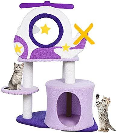 מגדל חתולי מטוסים פזיואני לחתולים מקורה, עצי חתול גבוהים מודרניים עם עמודי גירוד ואחוזת חתולים, מרכז פעילות ריהוט חיות