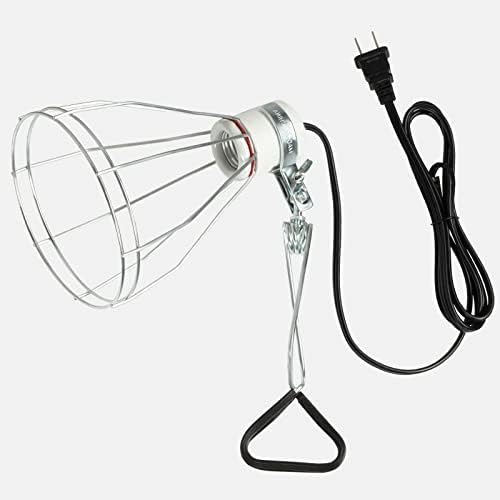 מנורת מהדק דלוקס פשוטה 26 עם גריל תיל כלוב פלדה, חליפה למנורת 250 וואט עם כבל 6 רגל, 1 מארז