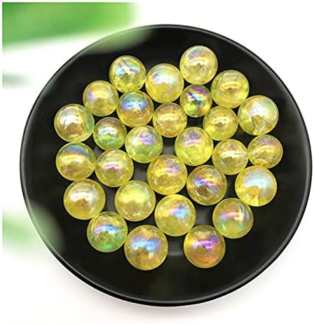 Qiaonnai ZD1226 1PC 16-19 ממ טיטניום צהוב אורה אלקטרוליטי קוורץ כדורי קריסטל כדורי ריפוי אבנים טבעיות ומינרלים אבנים מפותלות