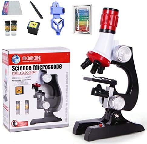 ילדים ייעודיים מיקרוסקופ מונוקולרי 1200X HD מיקרוסקופים ביולוגיים עם סוגר תמיכה טלפונית, זווית מתכווננת ונורות
