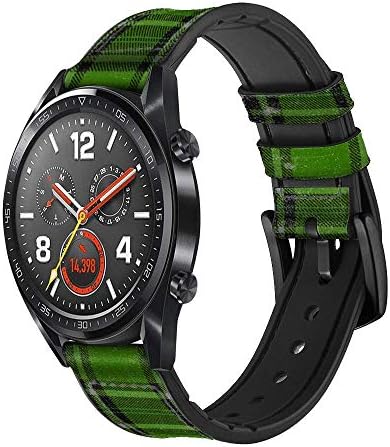 CA0289 טרטן דפוס ירוק עור רצועת רצועת שעונים חכמה עבור שעון WRISTWatch SmartWatch גודל שעון חכם