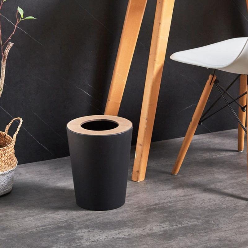 זבל QDLZLG יכול לפסולת פסולת פס סל מיכל מטבח מטבח חדר אמבטיה דלי אחסון נייר משרד עם כיסוי עץ