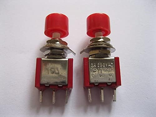 100 יחידות כובע אדום רגעי לא/NC 3 PIN לוח לחיצת כפתור כפתור AC 250V 2A 120V 5A