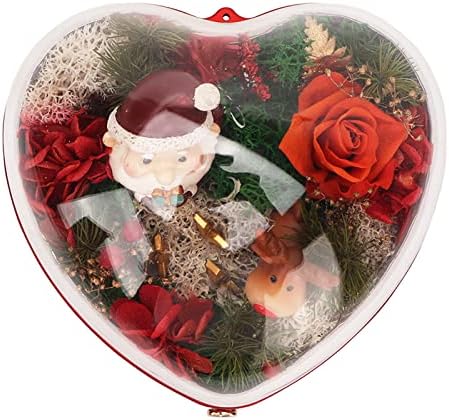 טגון קופסת לב פרחי חג המולד, כיסוי אקרילי לאורך זמן רב קופסת תכשיטים פרחים בצורת לב לטבעות טבעות