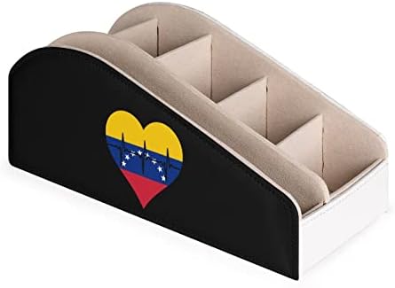 אהבה מחזיק שליטה רחוקה בלב של וונצואלה עם 6 תאים קופסת אחסון מארגן מארגן מרחוק של PU למשרד ביתי