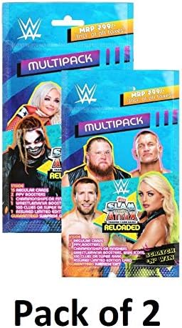 Topps India WWE WWE SLAM ATTAX מהדורה RELOADED 2020, Multi Pack של 20 כרטיסים לכל חבילה, חבילה של 2