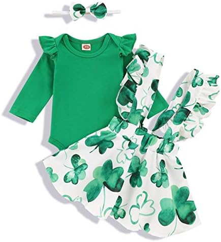 תלבושת יום תינוקת של טומוס סנט פטריק תלבושת רומפר ארבע עלים חצאית תלת -תלבושת 1 סט תלבושת