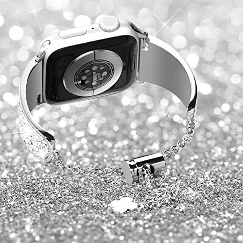 Chanchy תואם לפס Apple Watch Series 8 Series 7 41 ממ קישורי יהלום בלינג תואם להקות Apple Watch 40 ממ לנשים סדרה 8/7/6/5/4/3/2/1/se,