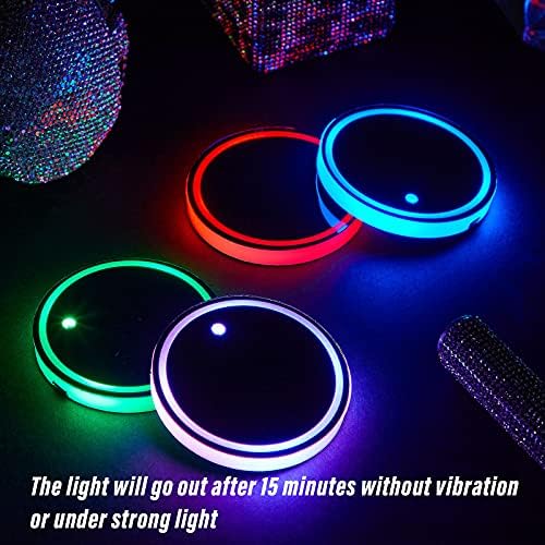 4 מחשבים מחזיקי כוס רכב LED עם 7 צבעים החלפת מחצלת טעינה USB LED LED מחזיק כוס אטום למים קישוטי מנורת אטמוספרה