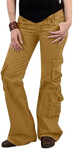 מכנסי מטען זלובה, מכנסי מטען רחבים נשים וינטג 'עם כיסים מכנסי רגל רחבים