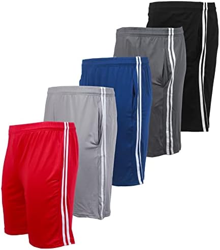 חבילה אנכית של ברוקלין של 5 גברים אתלטי כדורסל מכנסיים קצרים יבש עם כיסים לחדר כושר, ריצה ואימון