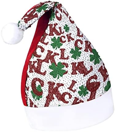 ארבעה עלה מזל פאייטים חג המולד כובעי סנטה חג המולד כובע למבוגרים שמח חג המולד המפלגה תלבושות בני כובע
