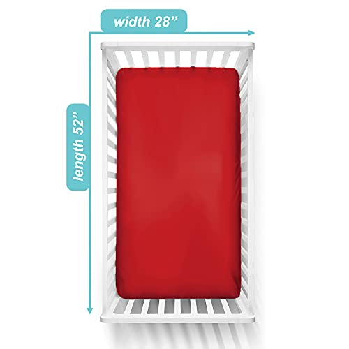 TL CARE עליון גופיית כותנה טבעית סרוג סדין עריסה מצוידת למזרני עריסה ופעוטות סטנדרטיות, אדום, 28 x 52, נושם