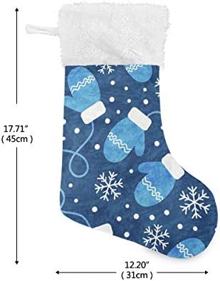 גרבי חג המולד של Alaza וינטג 'חורף כפפות כחולות פתיתי שלג קלאסיות קלאסיות קישוטי גרב גדולים לעיצוב עונת החגים