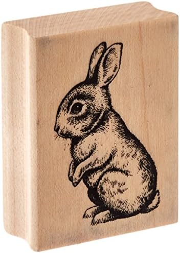 חותמת עץ ארנב של אינקדינקאדו לתינוקות לכרטיסי פסחא וספרינג, 2.25 '' W x 1.75 '' l