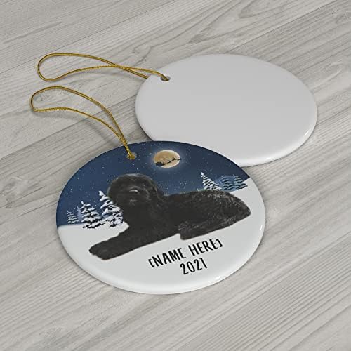 קישוטי כלבי Goldendoodle שחור לשנת 2023 עץ חג המולד מתנות שם מותאם