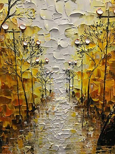 אסדאם אמנות-עץ אנכי קיר אמנות מופשט בד ציורי נוף אמנות צהוב רחוב יצירות אמנות לבית קיר 24 * 48 אינץ