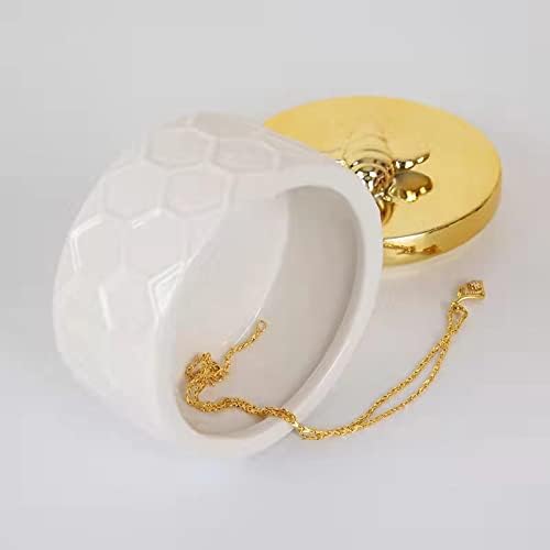 אחסון תכשיטים צורה עגולה דבורה מכסה חרקים קרמיקה קופסת תכשיטים