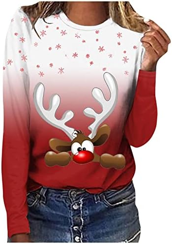 צמרות סתיו סקסיות לנשים צוואר צווארון חג שמח חולצות חג שמח קלאסי מתאימות לסוודרים ארוכים לחג המולד לנשים