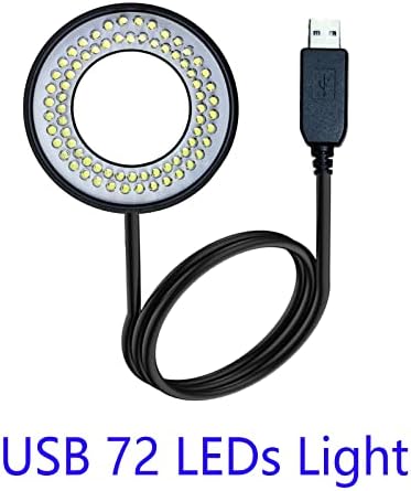 מיקרוסקופ 72 טבעת LED אור USB 5V משולב דימר מתכוונן משולב מנורת מנורה מקור סטריאו משקפת מונוקולרי טרינווקולרי