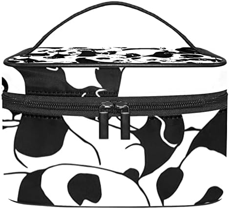 תיק טואלטיקה, תיק קוסמטי של איפור נסיעות לגברים נשים, פנדה מצוירת של בעלי חיים שחורים
