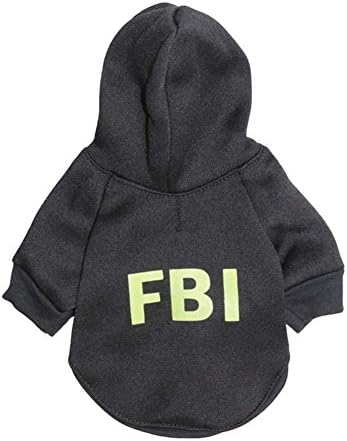 RDC פליס פליס קפוצ'ונים, הלבשה, 'FBI' דפוסים זוהרים סוודר קפוצ'ון בסיסי, מעיל מעיל כותנה לכלב קטן ולכלב בינוני