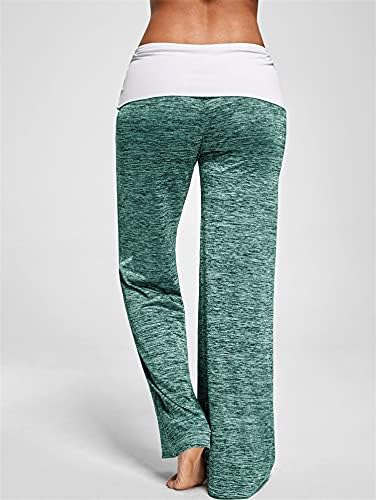 מכנסי טרנינג יוגה של נשים מכנסי טרקלין רגל רחבים אימון סתום אימון רצים פיג'מה מכנסיים רופפים מכנסיים ארוכים ישרים