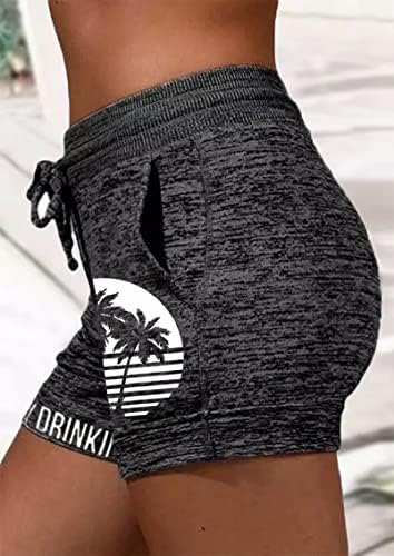 מכנסיים קצרים מזיעה של קיץ המותניים לנשים לנשים מזדמנים חדר כושר מפעיל מכנסיים קצרים חופשה חוף חוף נוח מכנסיים קצרים עם כיסים