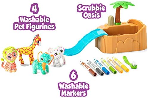 סט אמבט חיות ספארי שרבוט קרייולה, צבע ושטוף צעצוע יצירתי, מתנה לילדים, גיל 3, 4, 5, 6