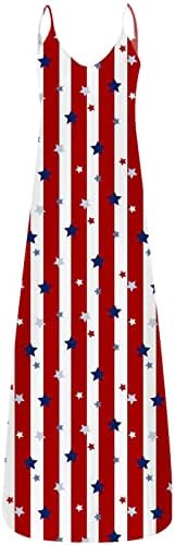 שמלות מקסי של Panoegsn American Maxi נשים פלוס שמלה ללא שרוולים בגודל 4 ביולי שמלת יום עצמאות שמלת קיץ קז'ואל שמחה