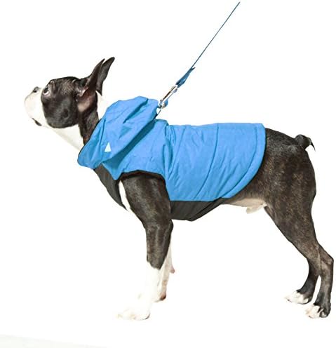 Gooby - פארק רוח, סוודר מעיל כלבים קטן מרופד צמר עם מעטפת עמידה במים וטבעת רצועה, כחול, קטן