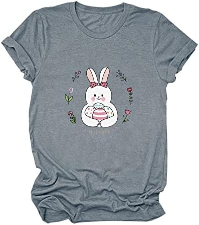 חולצת יום חג הפסחא שמחה לנשים ביצי ארנב חמודות מודפסות חולצות טי קיץ 2023 חולצות שרוול קצרות חולצות חולצות מזדמנים