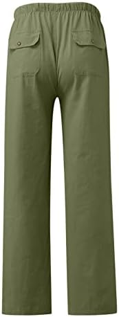 מכנסי פשתן כותנה לגברים, 2023 גברים קיץ נרגעים נוחים המותניים בצבע אחיד מכנסי יוגה מכנסיים מכנסי טרנינג