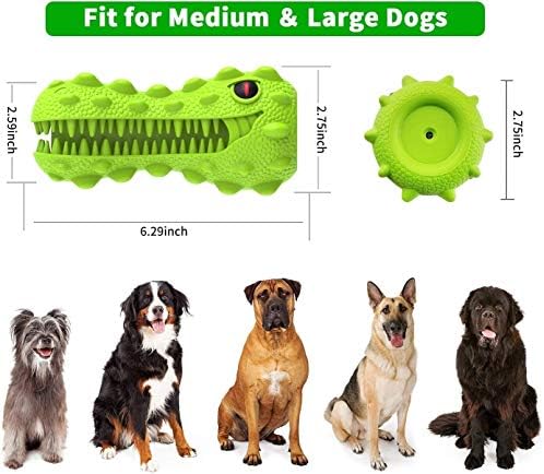 Wucheng צעצועים לעיסה של כלבים לעיסות אגרסיביות - צעצועים מברשת שיניים חריקים של כלב לא ניתן להריסה לגזע גדול
