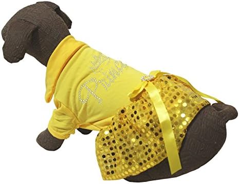 בגדי גור שמלת כלבים בלינג נסיכה כותנה צהובה טבעת טוטו טוטו
