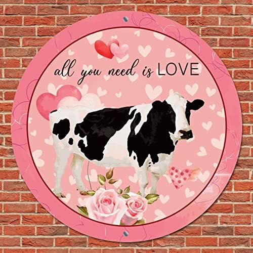 יום הפח העגול של יום האהבה כל מה שצריך הוא אהבה חווה פרה פרה קלאסית חדר בית שלט פלאק מעגל וינטג
