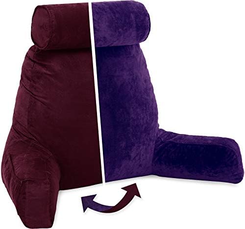 משולבת כרית לבעל - כרית משענת גב עם זרועות: xxl Mauve סגול ומגש מיטת שולחן ברכי