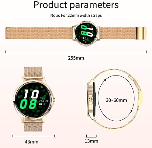 שעון חכם לגברים נשים, שעון חכם אטום למים עם קריאת Bluetooth לטלפונים של אנדרואיד ו- iOS, Tracker פעילות עם צבע מלא מסך מגע