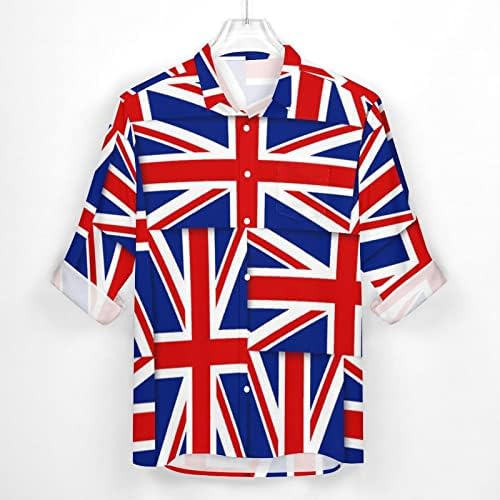 דגלי כפתור הדש של בריטניה של בריטניה מטה חולצת שרוול ארוך מעילי קיץ מזדמנים עם כיס