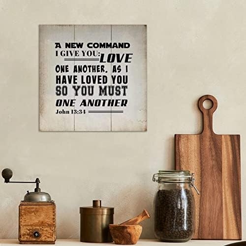 זרעי ליטלגרוב פקודה חדשה אני נותנת לך אהבה אחד את השני ג'ון 13:34 שלטי עץ כתבי עץ לוחית קיר מוטיבציה קיר כפרי קישוטי